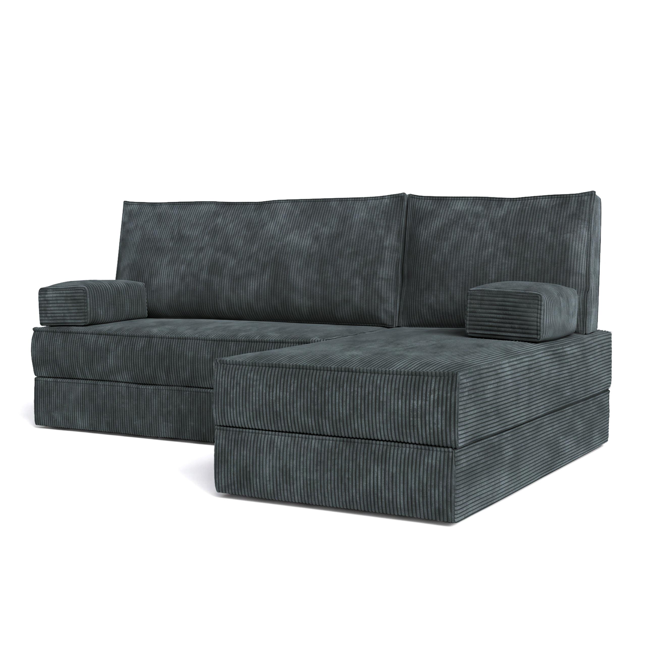 ECKSOFA NOTIA modulares Boneless Sofa mit Schlaffunktion Grau Kordstoff - Dunkelgrau, Textil (200/120cm) - MASSENO