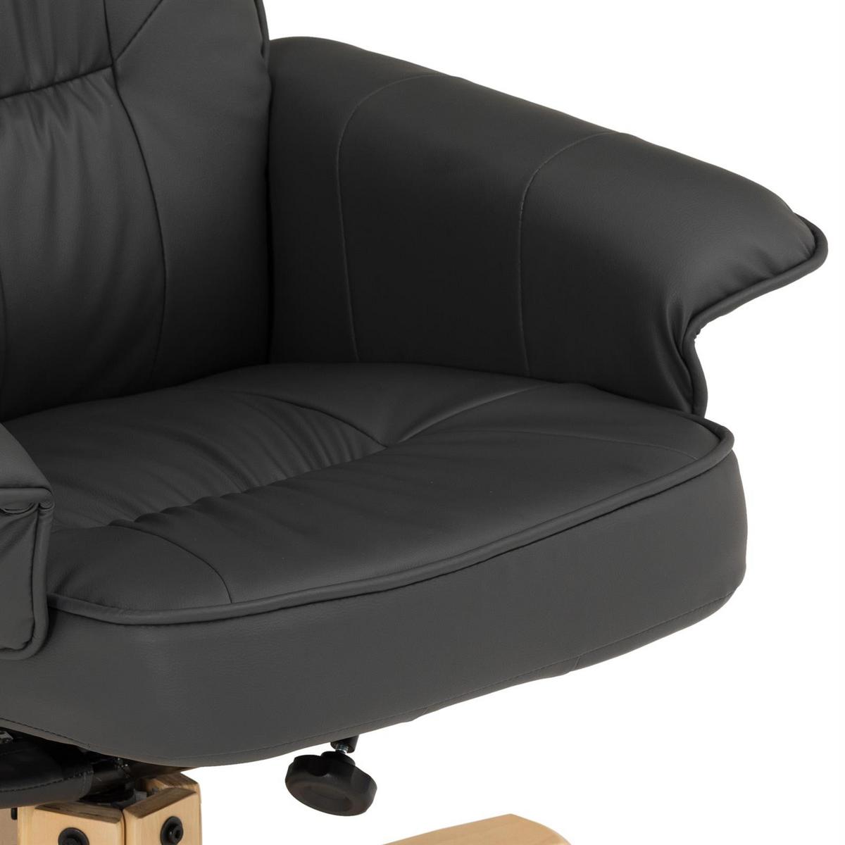 RELAXSESSEL KUNSTLEDER, SET MIT HOCKER CHARLY grau - Grau, Textil (76/87/61cm) - IDIMEX
