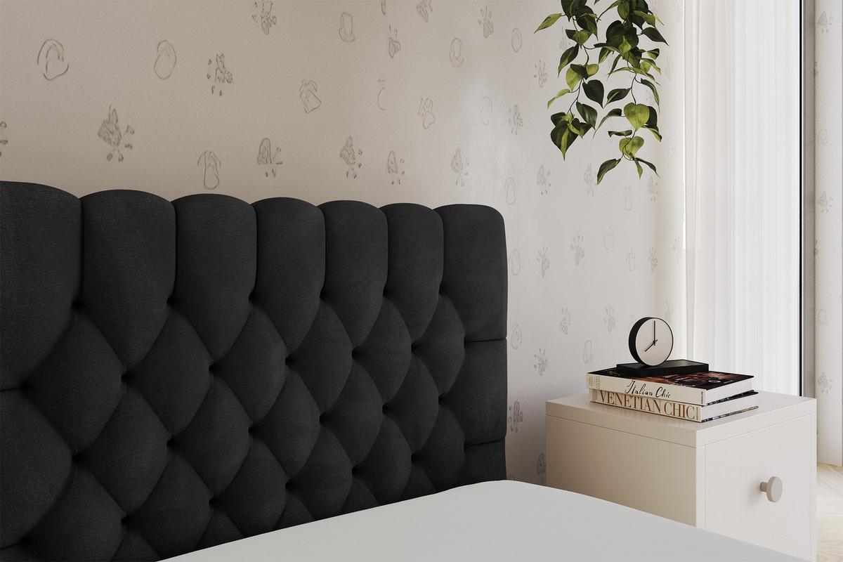 EINZELLBETT Jugendbett mit Bettkasten und Matratze H3/H4, Links - MULY 100x200 Schwarz - Schwarz, Holzwerkstoff/Textil (100/200cm) - ALTDECOR