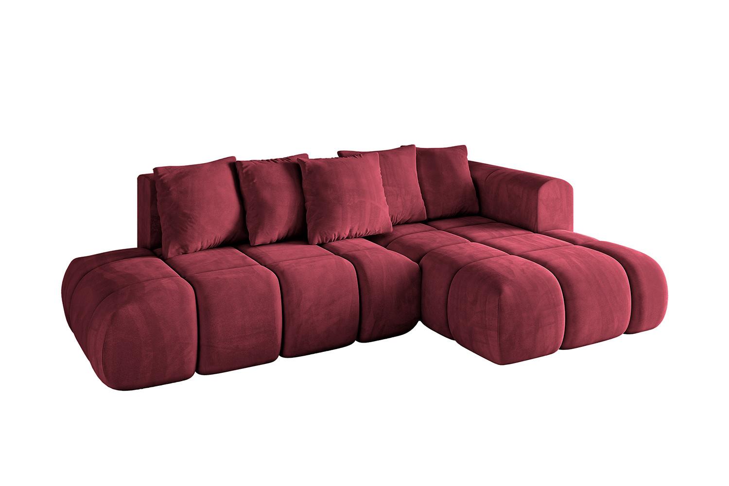 ECKSOFA Ottomane Rechts CLOUD-L-v1 280x185x90 Bordeaux Velours - Bordeaux, Holzwerkstoff/Kunststoff (185/280cm) - ALTDECOR