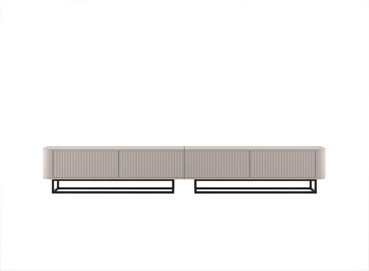 TV-LOWBOARD 2er-Set Aurora Kaschmir matt 280 cm mit Metallrahmen - Kaschmir/Schwarz, Holzwerkstoff/Metall (280/44/35cm) - Meble Lindner
