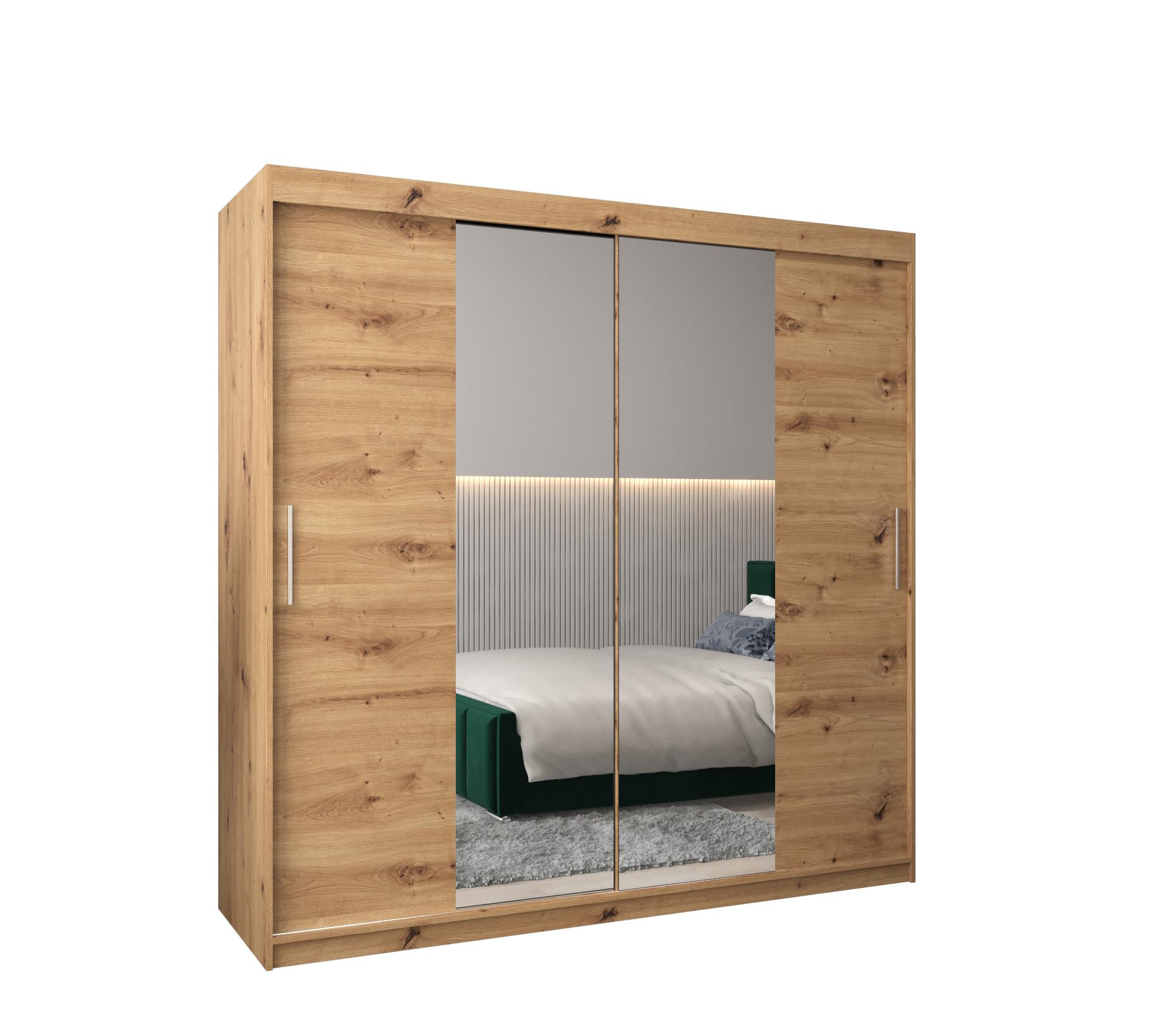 SCHIEBETÜRENSCHRANK mit Spiegel TOKYO 1 200/200/62 2-türig - Silberfarben/Eiche Artisan, Holz/Kunststoff (200/200/62cm) - MÖBEL KRYSPOL
