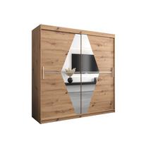 SCHWEBETÜRENSCHRANK 200/200/62 2-türig - Silberfarben/Eiche Artisan, Holz/Kunststoff (200/200/62cm) - MÖBEL KRYSPOL