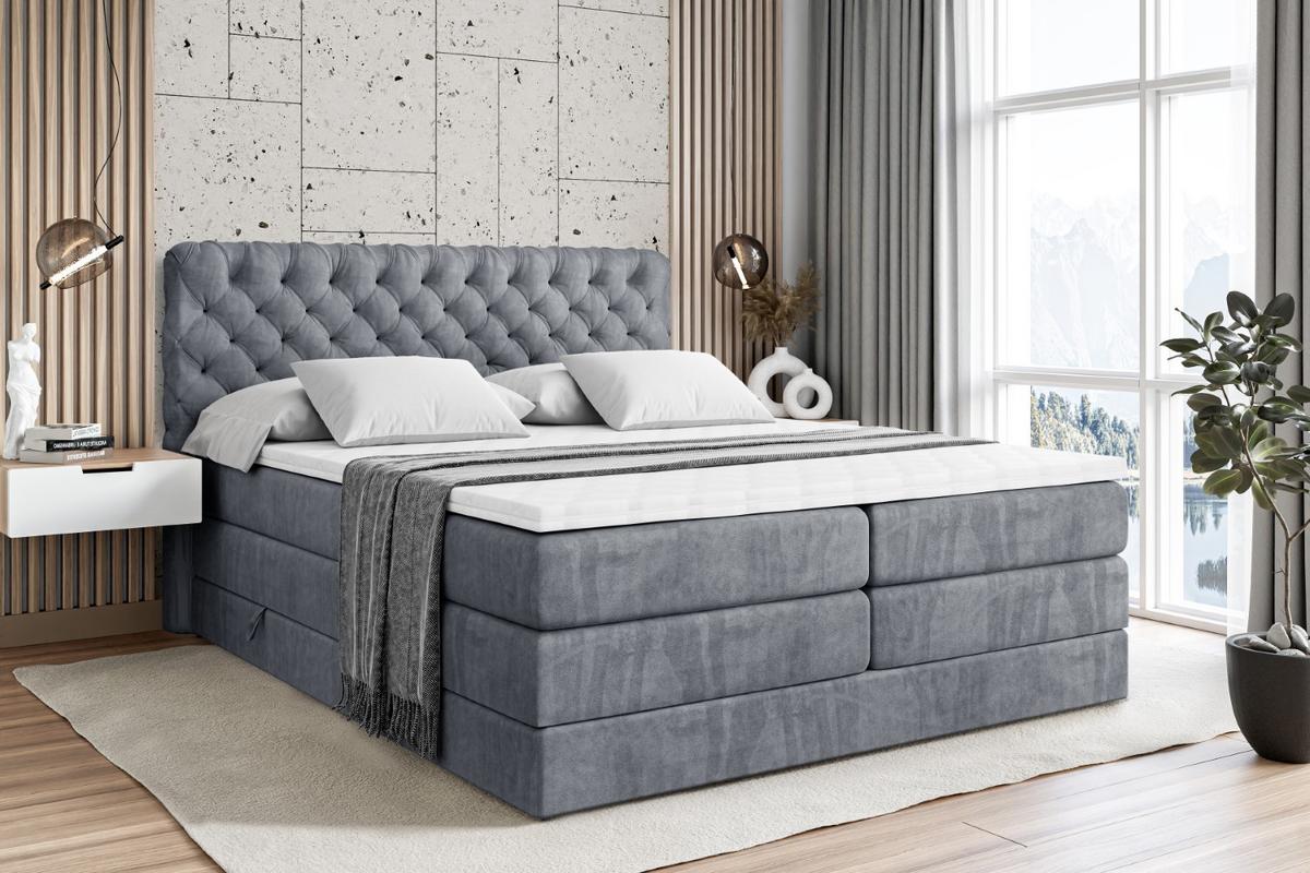 BOXSPRINGBETT BOXI8 KING - 140x200 - H3/H4 - Grau - Grau, Holzwerkstoff (140/200cm) - ALTDECOR