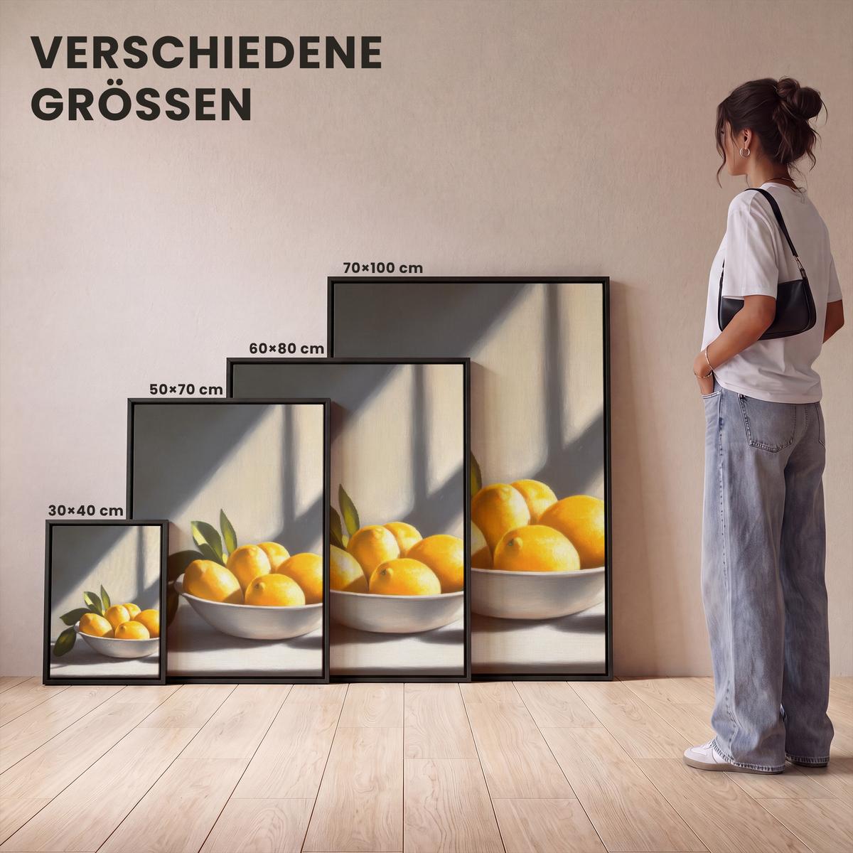 LEINWAND Bilder mit Rahmen - Zitronen - Stilleben - Gelb - 50x70 - Gelb, Textil (50/70cm) - MuchoWow
