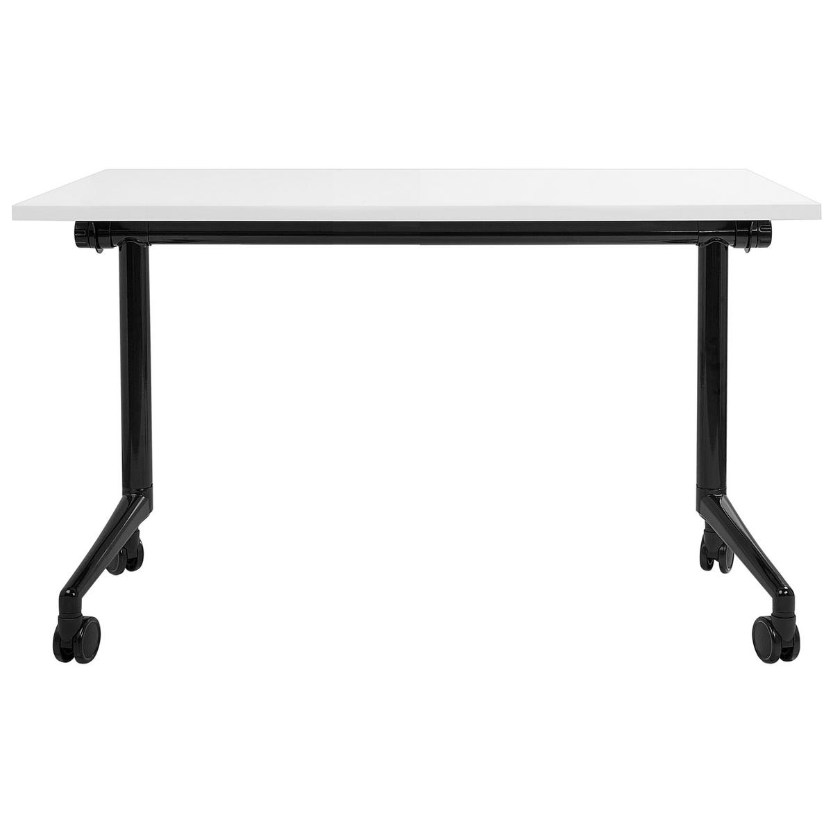 SCHREIBTISCH Zusammenklappbarer Weiß 120/60 cm mit Rädern Cavi - Schwarz/Weiß, Holzwerkstoff (60/120/75cm) - Beliani