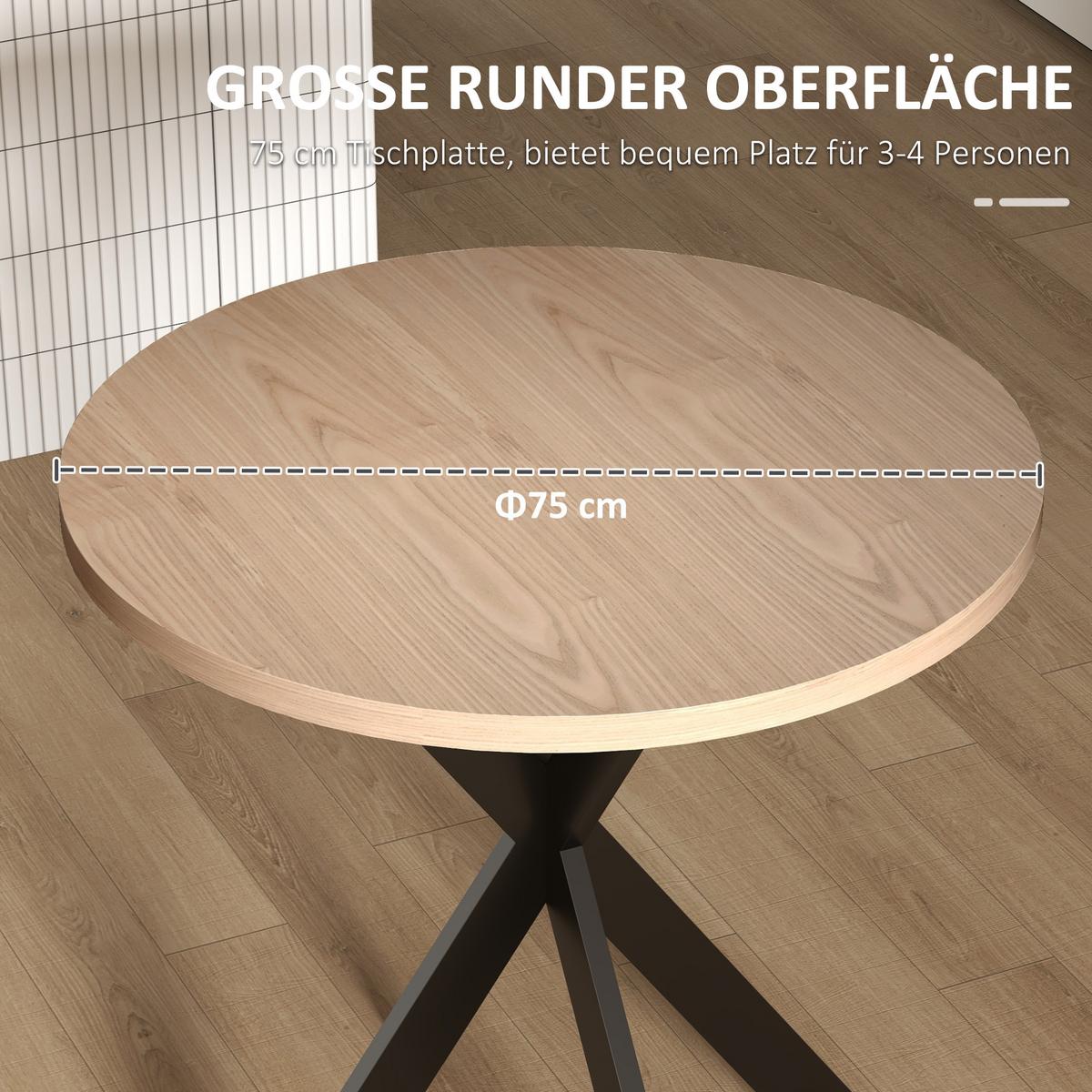ESSTISCH MDF Stahl Braun - Schwarz/Braun, Holzwerkstoff/Metall (75/75/75cm) - HOMCOM