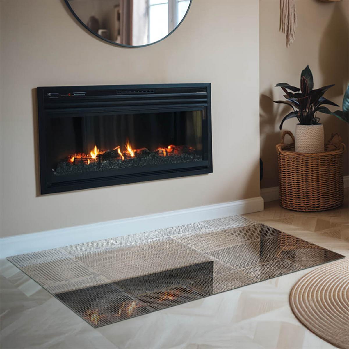 GLASPLATTE für Kamin 120x80 cm - Beige, Glas (120/80/0.4cm) - TULUP