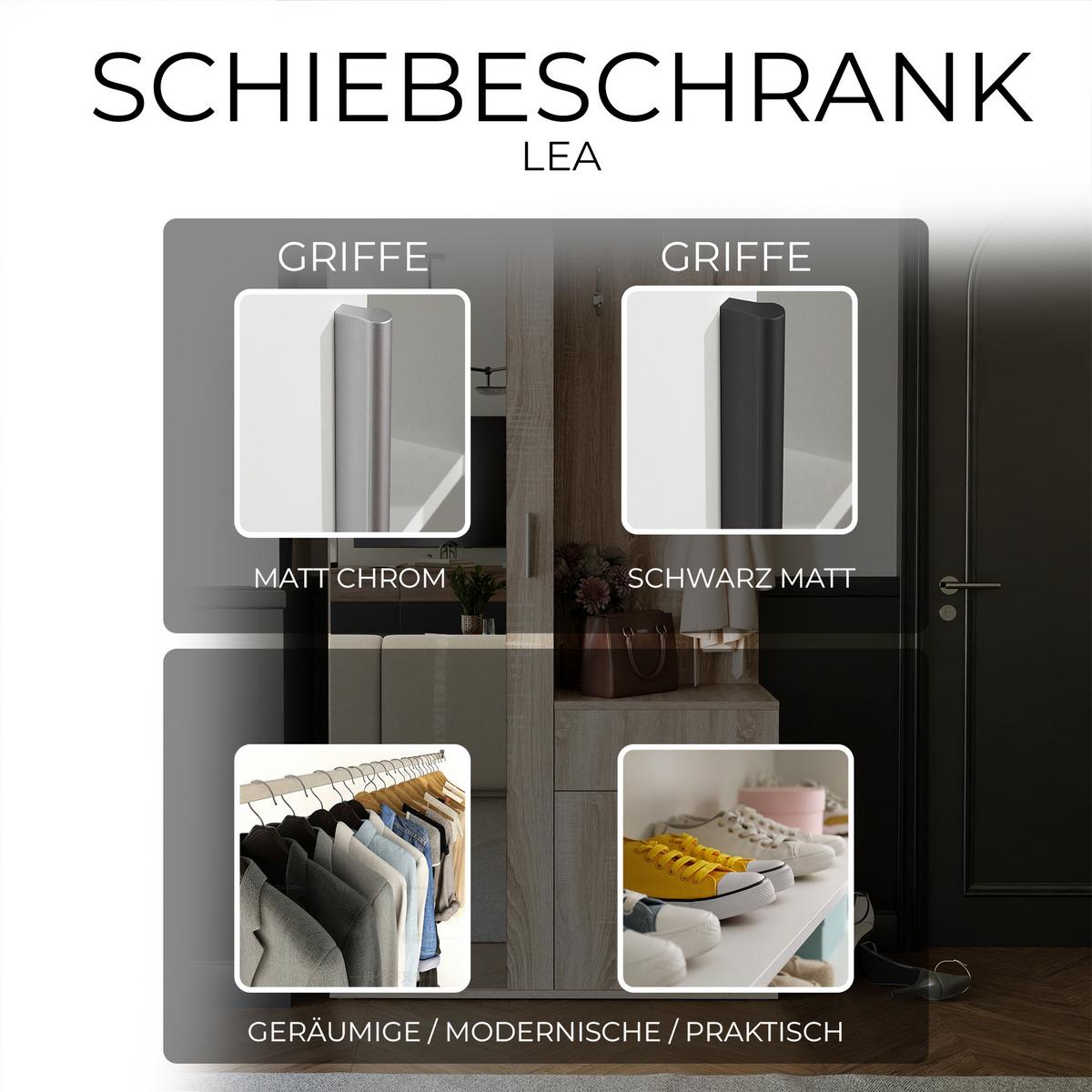 GARDEROBENSCHRANK mit Spiegel-mit Ablagen und Kleiderstange - Graubraun/Braun, Holzwerkstoff (97/195/30cm) - Idohome