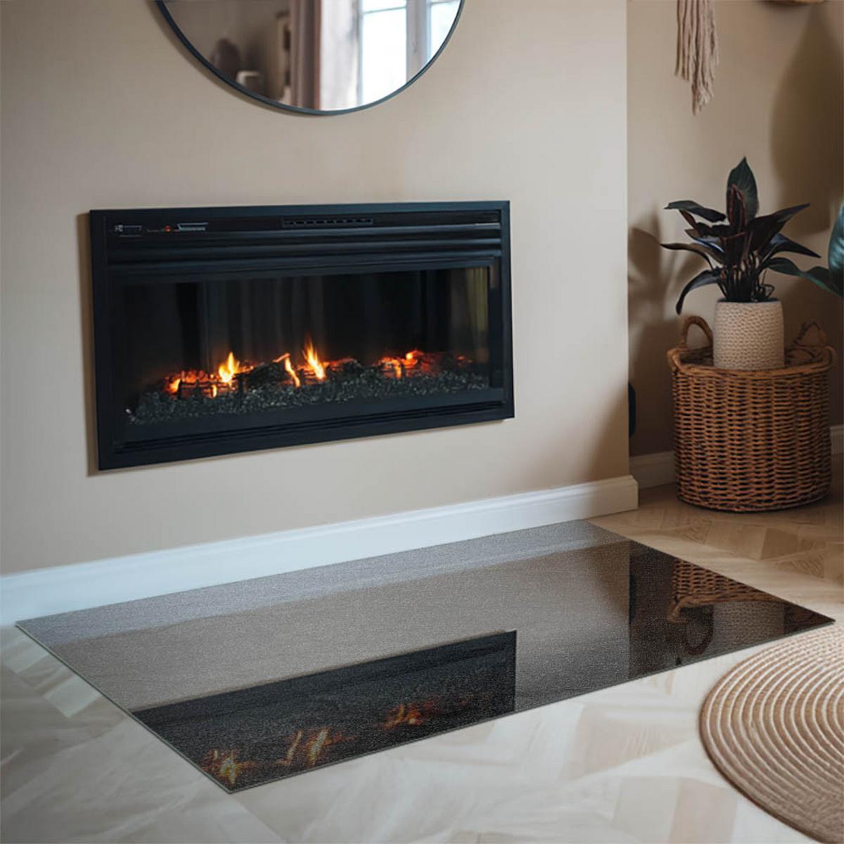 GLASPLATTE für Kamin 120x80 cm - Schwarz, Glas (120/80/0.4cm) - TULUP