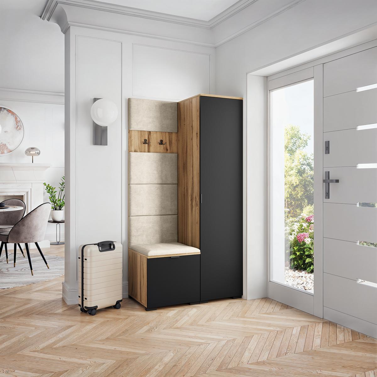 GARDEROBENSCHRANK LORI 95/181/51 cm Modern Eiche Wotan - Beige/Eiche Wotan, Holzwerkstoff (95/181/51cm) - MASSENO