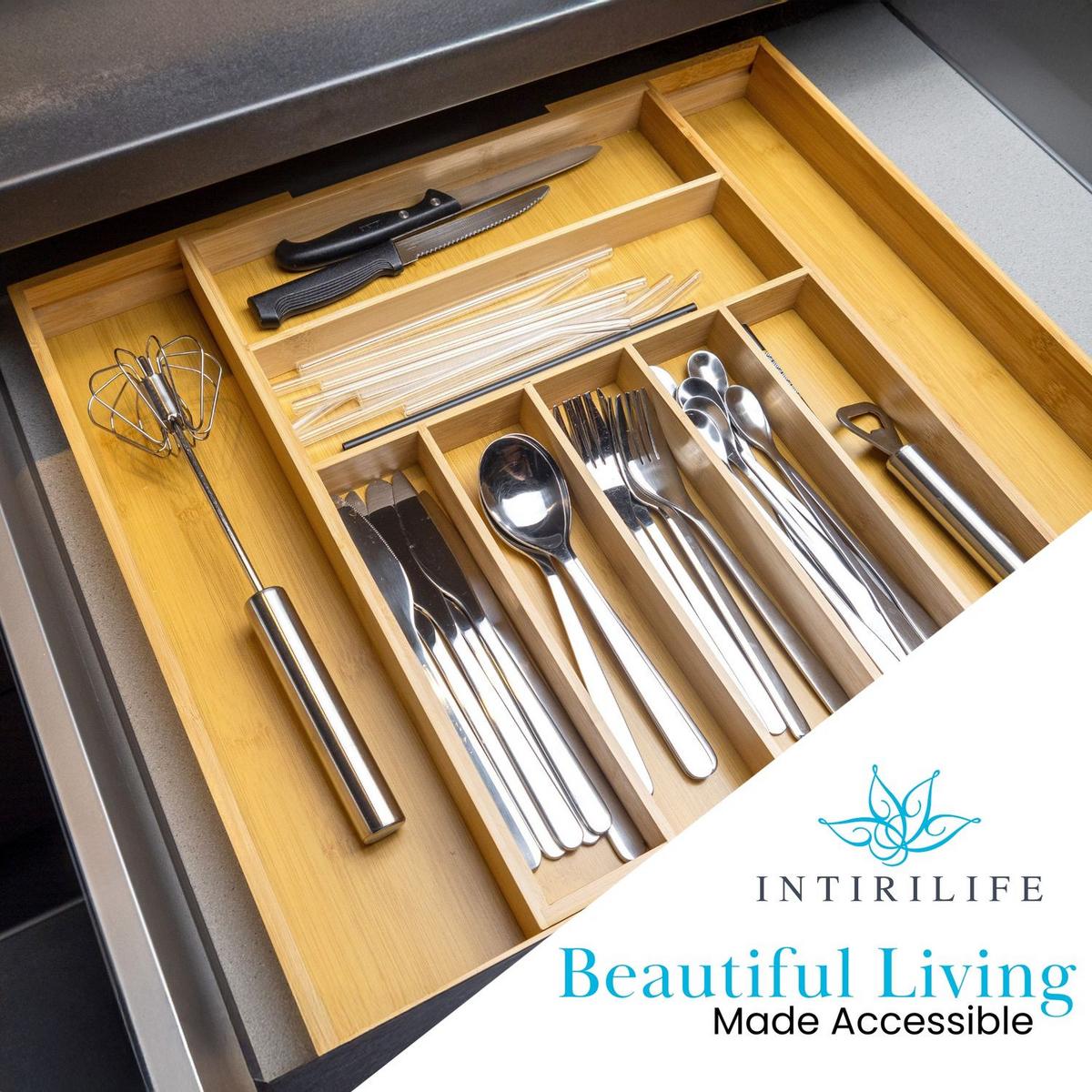 BESTECKKASTEN Organizer - Braun, Naturmaterialen (33/5/43cm) - Intirilife