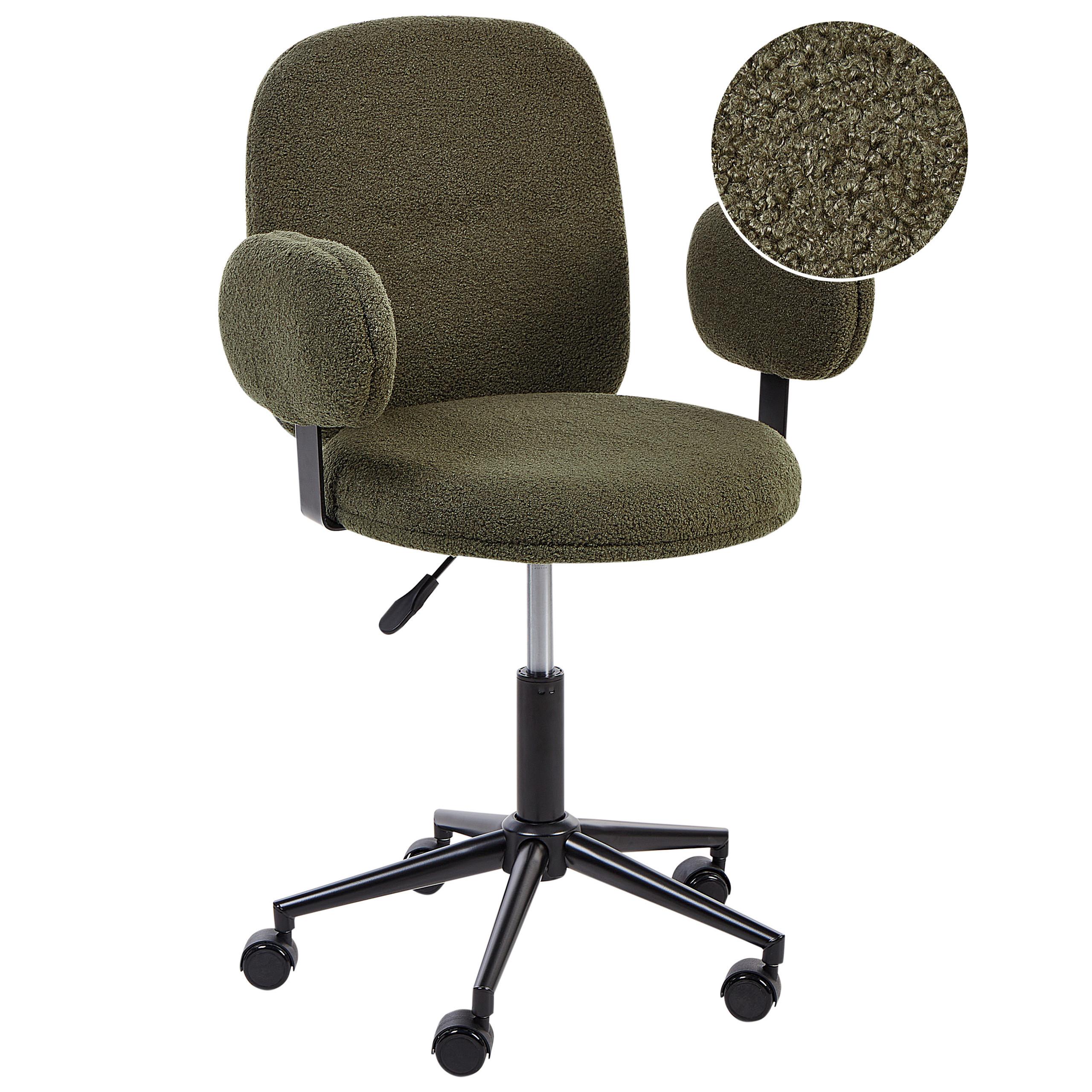 SCHREIBTISCHSTUHL Dunkelgrün Moraga - Dunkelgrün/Schwarz, Textil (58/80/58cm) - Beliani