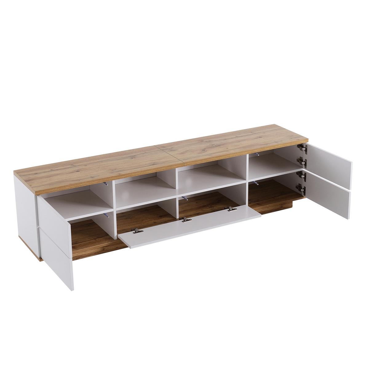 TV-SCHRANK 180 cm in Weiß & Holz-Optik Modernes Color-Block-Design - Honigeiche, Holzwerkstoff (180/46/38cm) - Urban Meuble