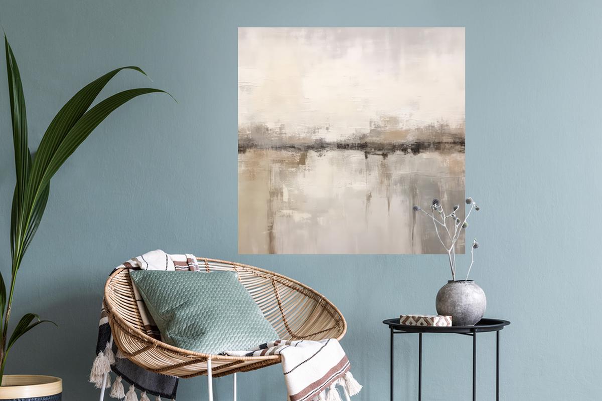 WANDTATTOO Moderne Kunst - Abstrakt - Beige Wanddeko 50x50 cm - Beige, Kunststoff (50/50/0.1cm) - MuchoWow