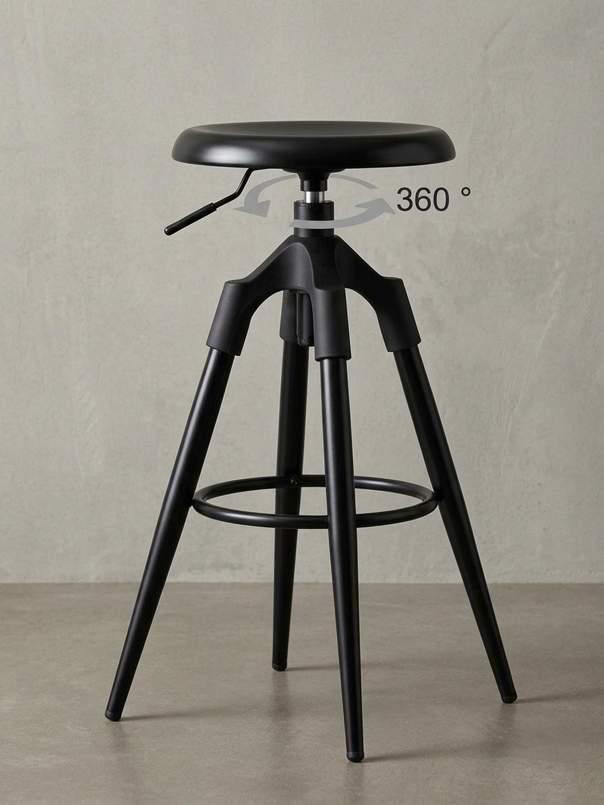 BARHOCKER Industrial Höhenverstellbar Drehbar Goldfarben TIBER, Schwarz 53x53x80 cm - Schwarz, Kunststoff/Metall (53/80/53cm) - KADIMA DESIGN