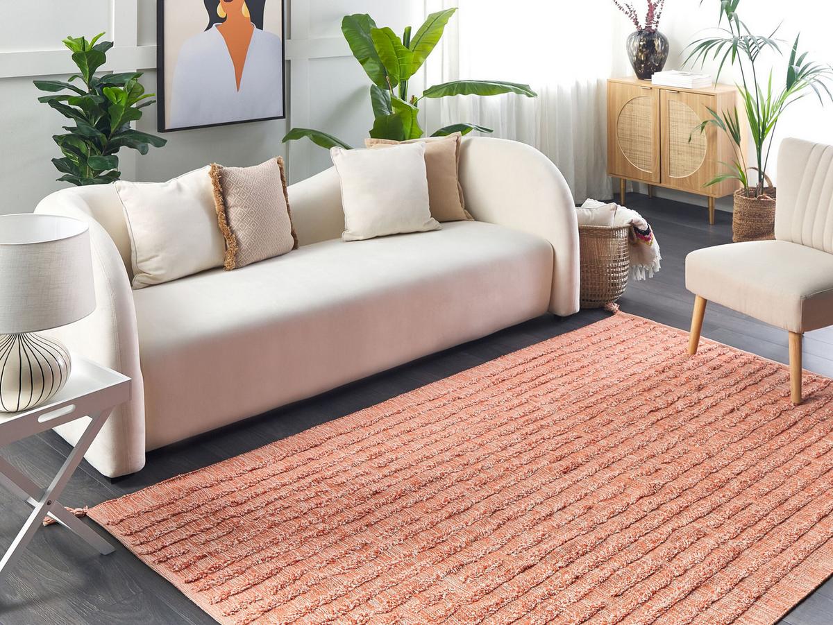 KURZFLOR-TEPPICH Mugla 200/140 cm - Orange, Textil (140/200cm) - Beliani