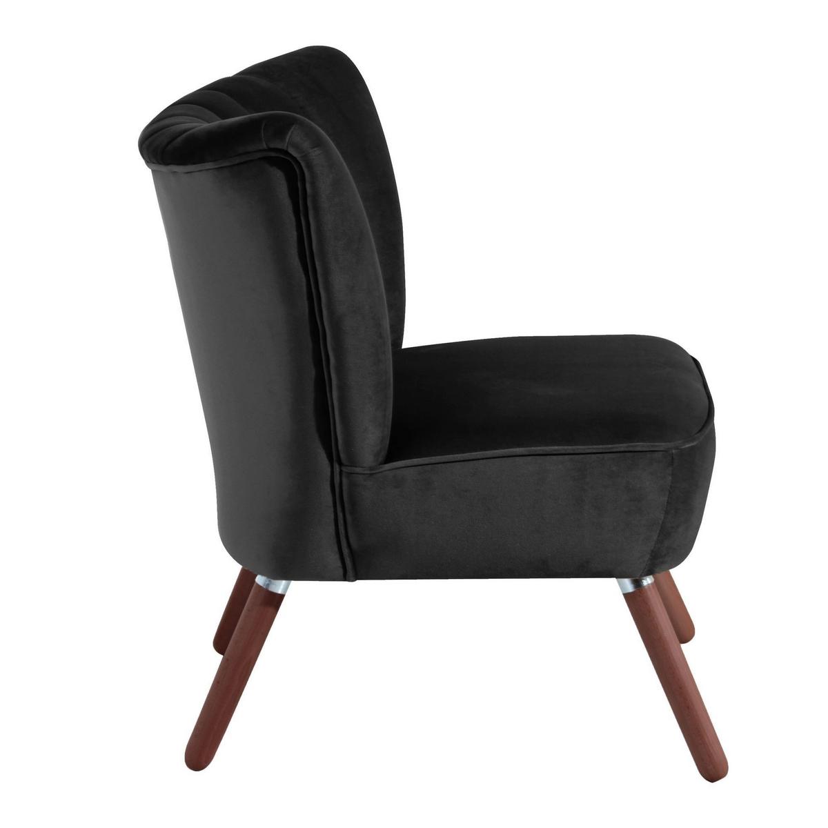 SESSEL Kadisha Bezug Samtvelours Buche nussbaum dunkel / schwarz - Buche Kolonial/Schwarz, Kunststoff (70/80/66cm) - 58aufmkessel