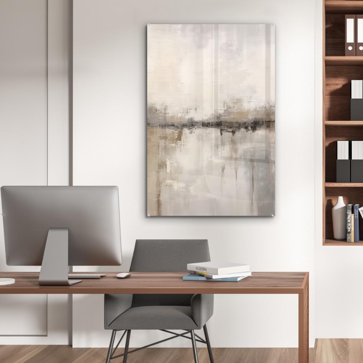 ACRYLGLASBILD Moderne Kunst - Abstrakt - Beige 80x120 cm - Beige, Glas (80/120cm) - MuchoWow