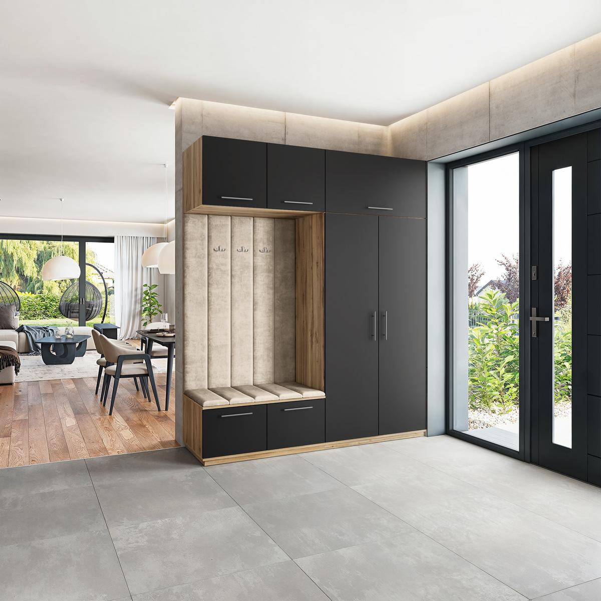 GARDEROBENSCHRANK REMA 200/240/60 cm Modern Eiche Wotan - Beige/Eiche Wotan, Holzwerkstoff (200/240/60cm) - MASSENO