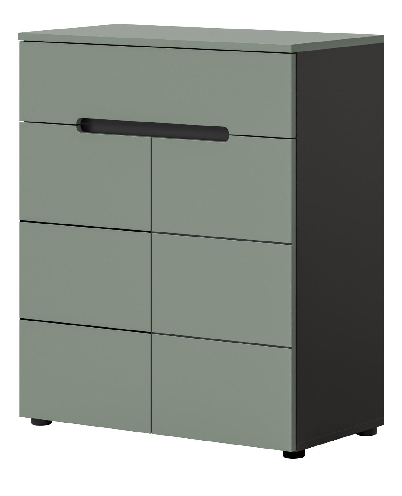 SCHUHKOMMODE Salbei Grün und Grau 80 x 94 cm, Flurkommode mit Soft-Close - Salbeigrün/Schwarz, Holzwerkstoff/Kunststoff (80/94/37cm) - Inn.Furn
