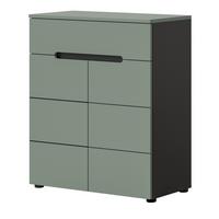 SCHUHKOMMODE Salbei Grün und Grau 80 x 94 cm, Flurkommode mit Soft-Close - Salbeigrün/Schwarz, Holzwerkstoff/Kunststoff (80/94/37cm) - Inn.Furn