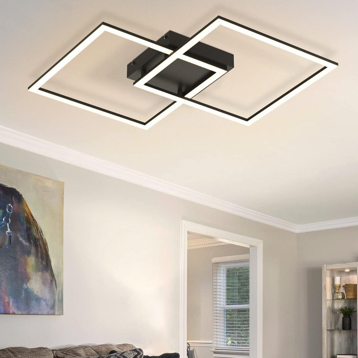LED-DECKENLEUCHTE Rabenfluch 54.0/7.5/54.0 cm - Schwarz, Metall (54/54/7.5cm) - ZMH