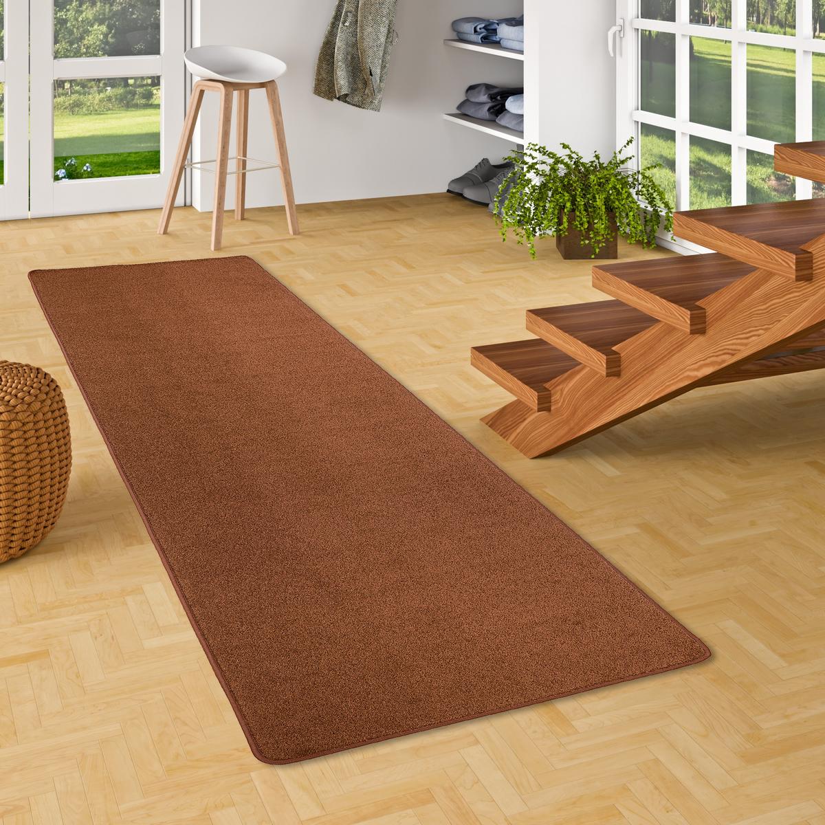 TREND VELOURS LÄUFER TEPPICH JOY - Braun, Textil (80/160cm) - Snapstyle