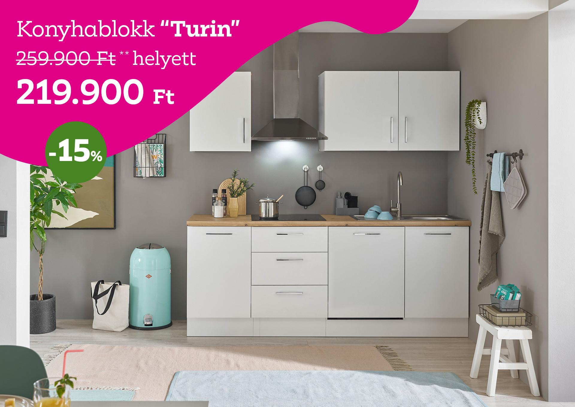 Konyhablokk Turin 259900 Forint helyett 219900 Forint kedvezmény mértéke 15%