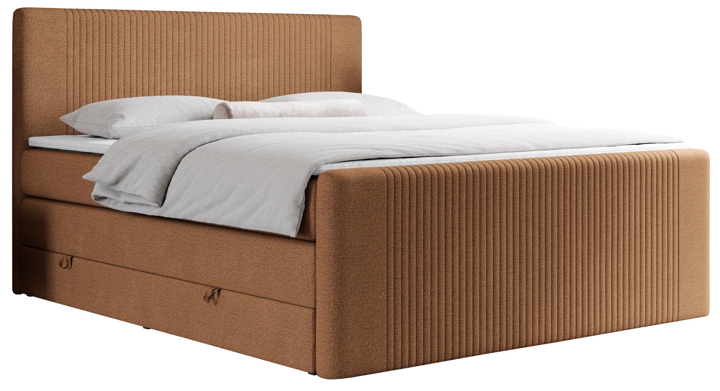 BOXSPRINGBETT KING DOREN 200/200 Orange Struktur - H3 - Orange, Holz/Textil (200/200cm) - MKS