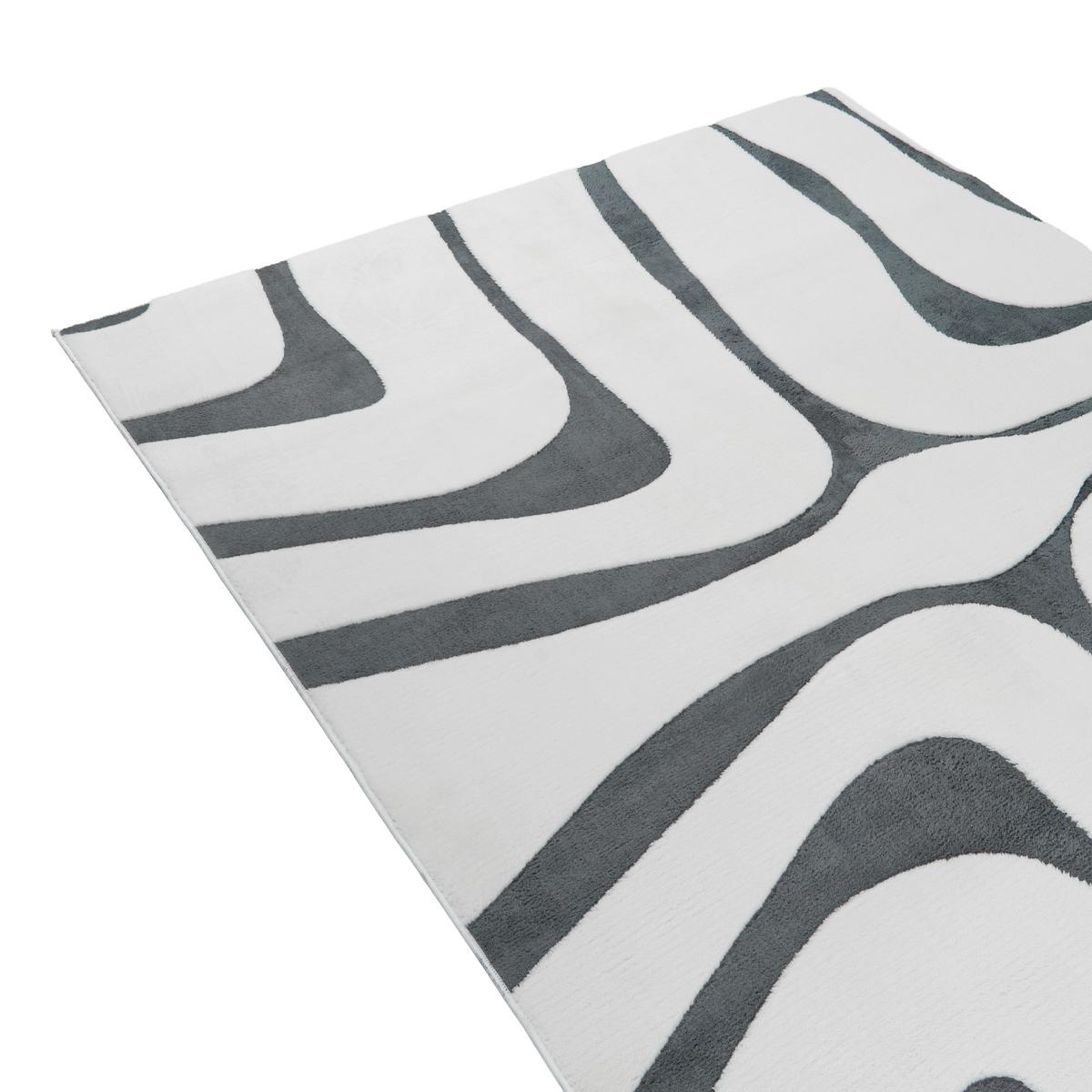 TEPPICH Grau/Weiß 160/230 cm Hartz - Creme/Grau, Textil (160/230cm) - Beliani