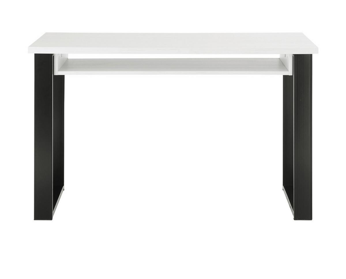 BÜROMÖBEL-SET Set weiß Pinie, anthrazit Landhaus mit Aktenregal, Kommode - Anthrazit/Weiß, Holzwerkstoff (60/377/200cm) - Furn.Design