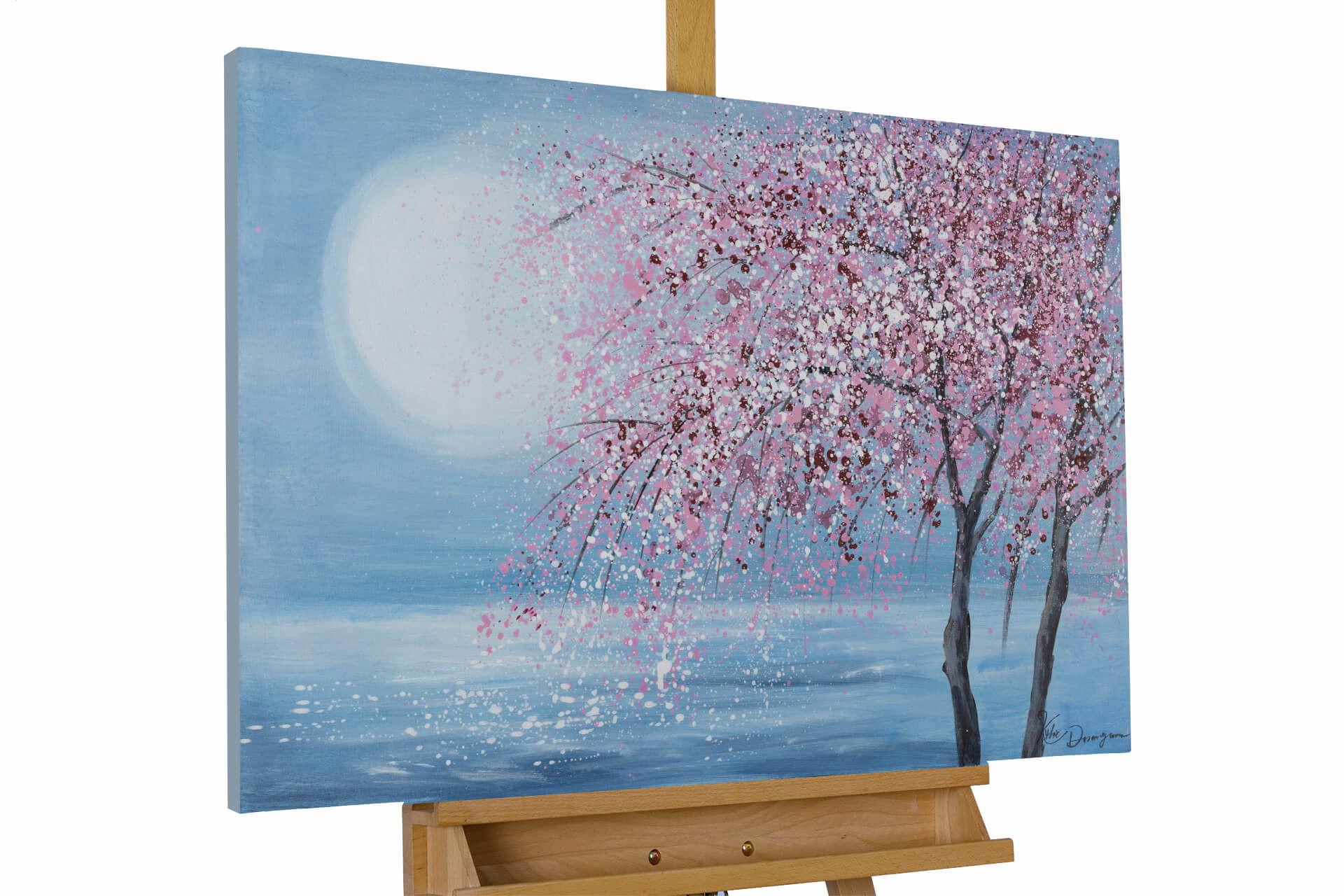 ACRYLBILD HANDGEMALT 90/60 cm - Blau/Pink, Holz/Textil (90/60cm) - KUNSTLOFT