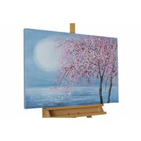 ACRYLBILD HANDGEMALT 90/60 cm - Blau/Pink, Holz/Textil (90/60cm) - KUNSTLOFT