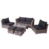 POLY-RATTAN GARNITUR Grau - Grau, Kunststoff - MCW
