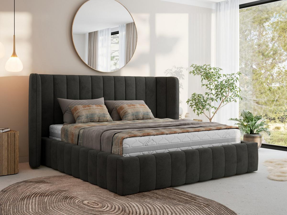 POLSTERBETT GOLETTA CLASSIC 140/200 - Dunkelgrau Velvet - Multipocket-Matratze - Dunkelgrau, Textil (140/200cm) - MKS