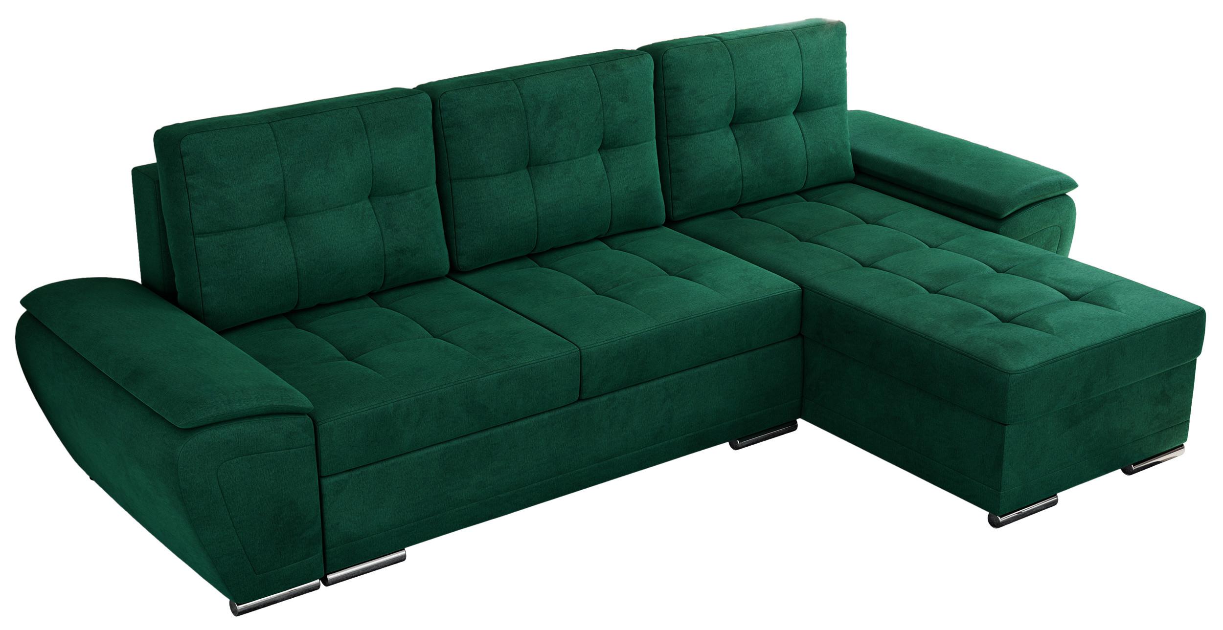 ECKSOFA UMBRIA L Dunkelgrün Velvet - Dunkelgrün/Grau, Textil (271/157cm) - MKS