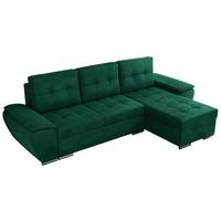 ECKSOFA UMBRIA L Dunkelgrün Velvet - Dunkelgrün/Grau, Textil (271/157cm) - MKS