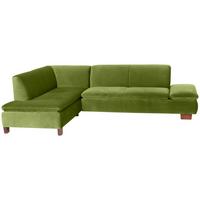 ECKSOFA mit Ottomane links Kaye Bezug Samtvelours Buche nussbaum dunkel / oliv - Grün, Kunststoff (190/270cm) - 58aufmkessel