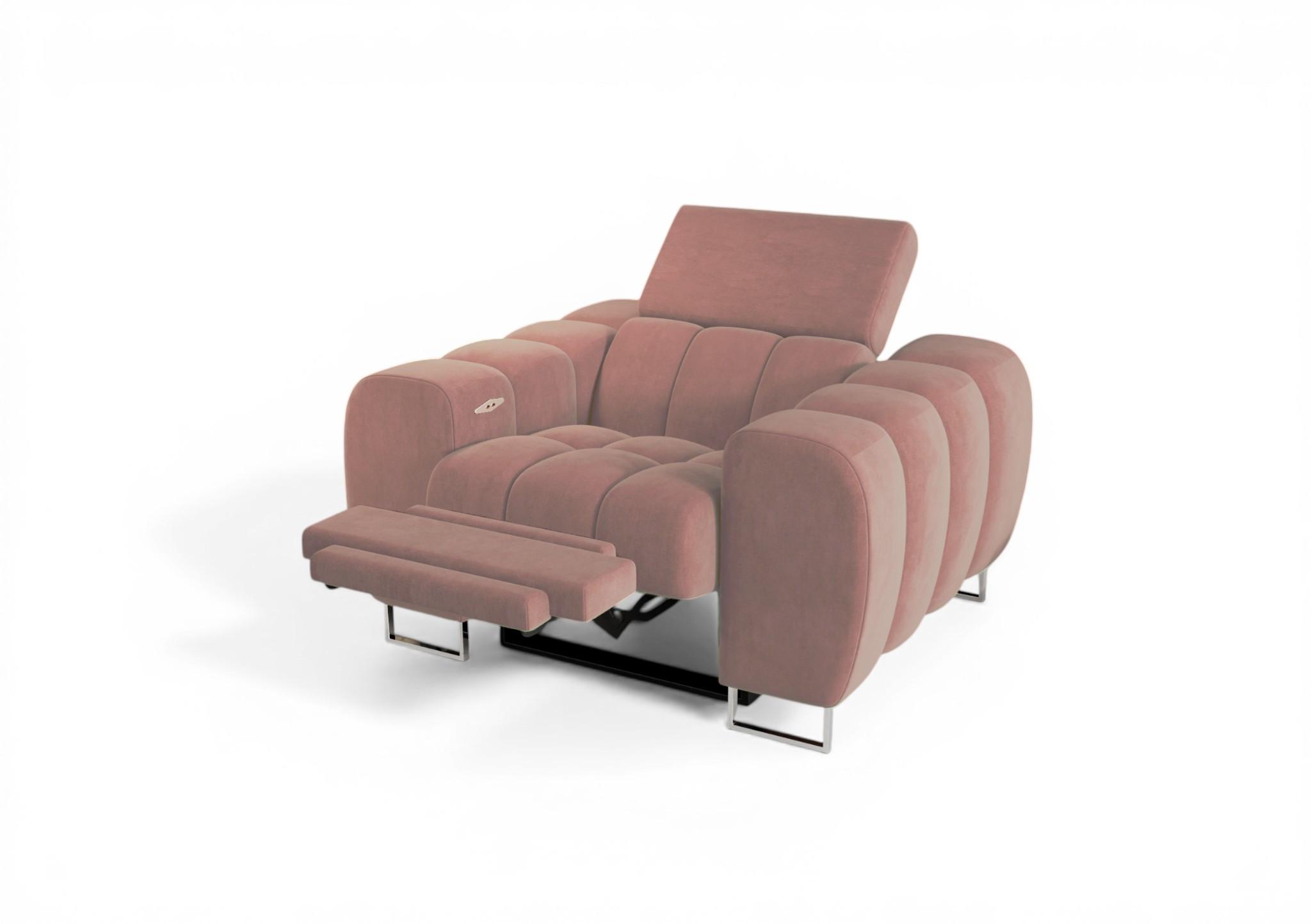 SESSEL Bastien Relax In Stoff Terra - Rosa, Holzwerkstoff/Textil (125/95/97cm) - Fun Möbel