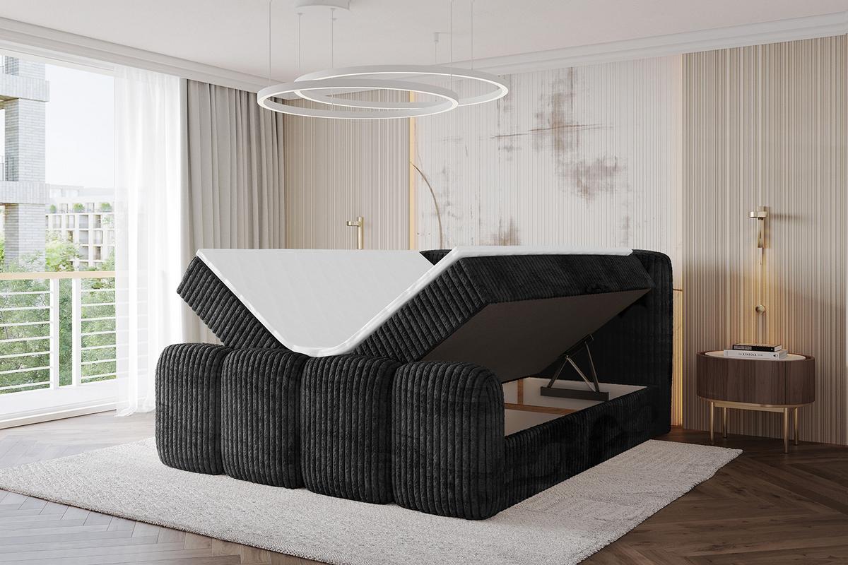 BOXBETT mit Matratze H4 und Lattenrost - NINA-Z - 180x200 cm Tila - Schwarz - Graubraun, Holzwerkstoff (180/200cm) - ALTDECOR