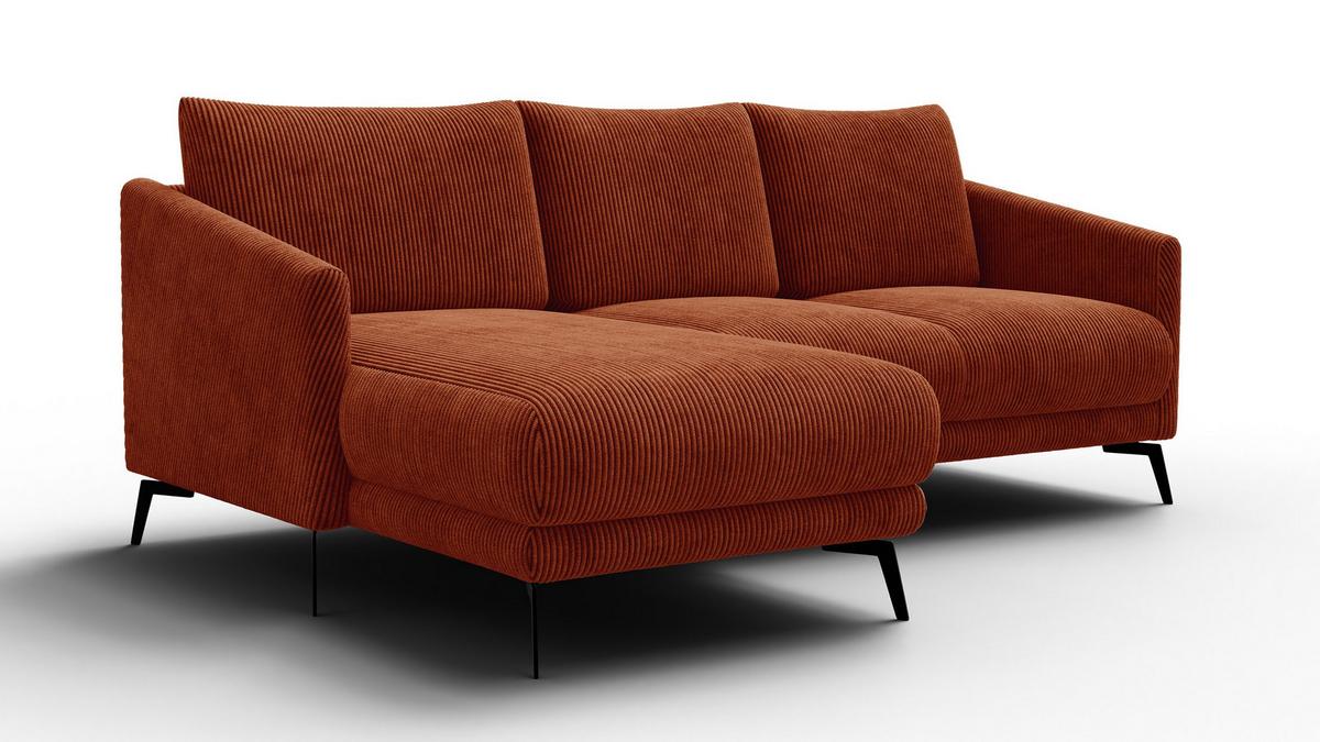 ECKSOFA VILT 3-Sitzer, orange - Schwarz/Orange, Holzwerkstoff/Textil (221/156cm) - Wozimo