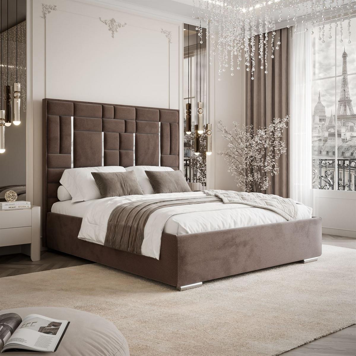 POLSTERBETT BRIGITTE SILVER mit Bettkasten 140x200 cm Element 25 - Braun, Textil (140/200cm) - Lookway