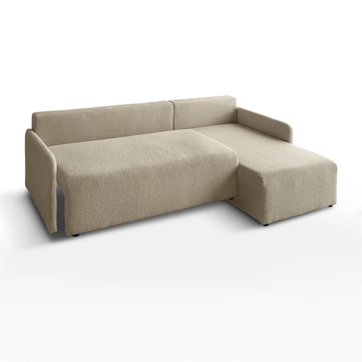ECKSOFA CUDDLE mit Schlaffunktion und Bettkasten, Quelle 16 - Ecru, Textil (213/145cm) - Lookway