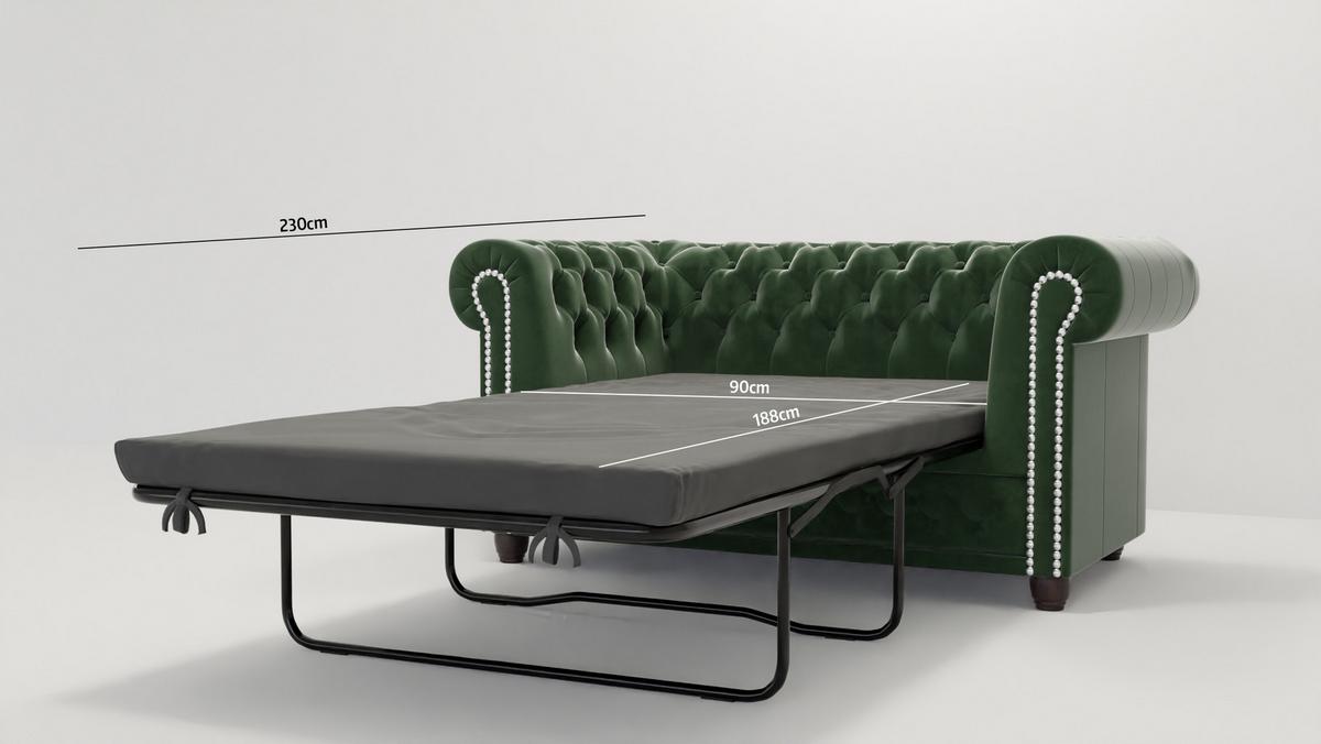 CHESTERFIELD-SOFA 2-sitzer mit Schlaffunktion Nyx Flasche grün Samt - Smaragdgrün/Braun, Holz/Textil (148/72/86cm) - S-Style Möbel