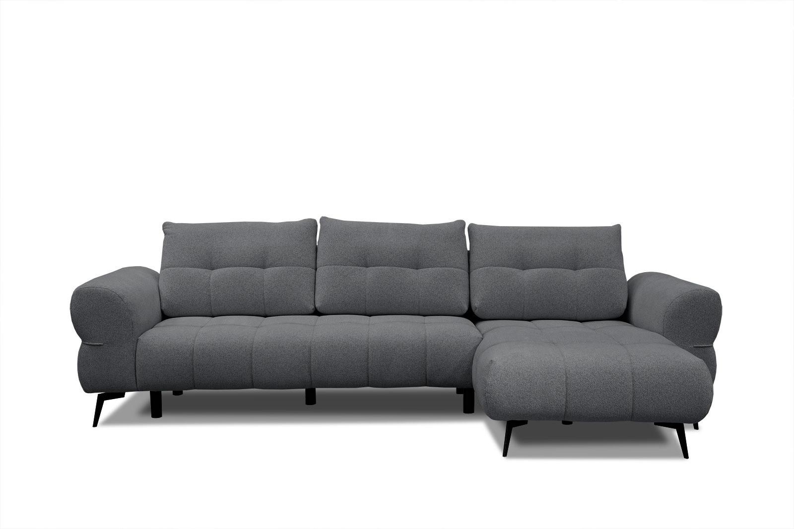 ECKSOFA SALVINI 4-Sitzer, graphitfarben - Graphitfarben/Schwarz, Holzwerkstoff/Textil (292/158cm) - Wozimo