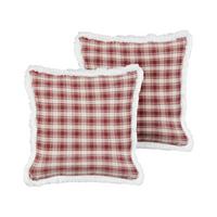 DEKOKISSEN 2er-Set Dunkelrot 45/45 cm Brookies - Beige/Schwarz, Textil (45/45cm) - Beliani