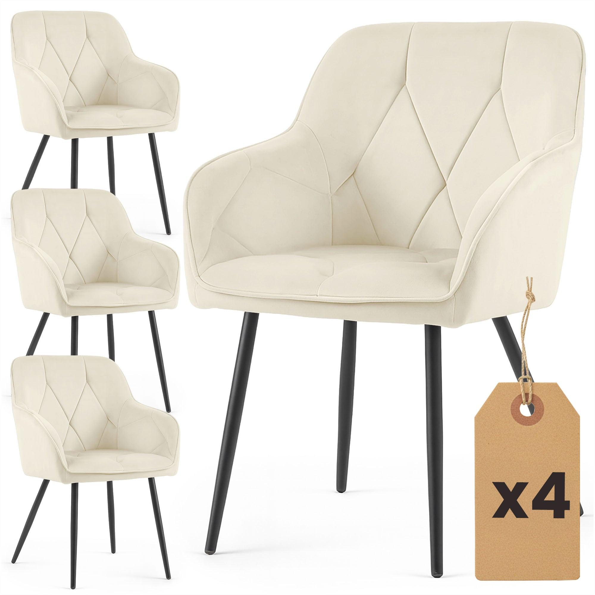 POLSTERSTUHL 4er Set, Metallbeine Creme, Schwarz 54,5/82,5/58 - Creme/Schwarz, Textil (55/83/50cm) - RAUMHIRSCH FURNITURE