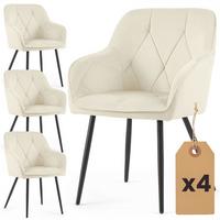 POLSTERSTUHL 4er Set, Metallbeine Creme, Schwarz 54,5/82,5/58 - Creme/Schwarz, Textil (55/83/50cm) - RAUMHIRSCH FURNITURE