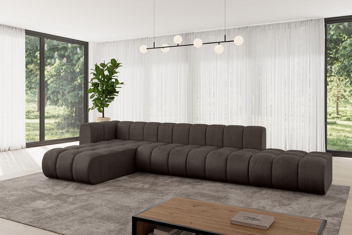 ECKSOFA modulares Sofa Zuvon-L2 - 387x177x70 cm Braun - Braun, Holzwerkstoff/Textil (387/177cm) - ALTDECOR